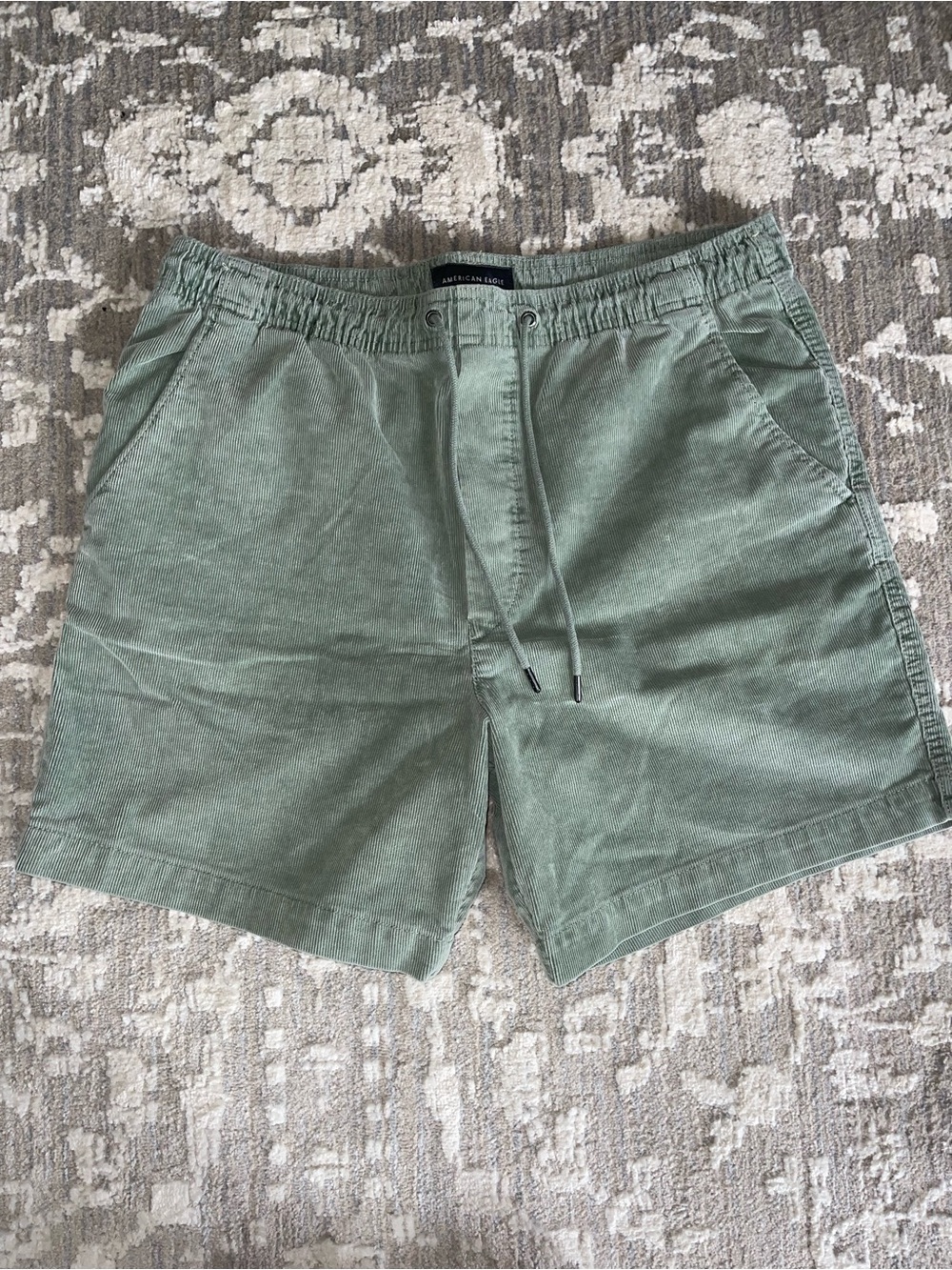 Men's American Eagle Elastic Waist Drawstring Shorts - Olive Green